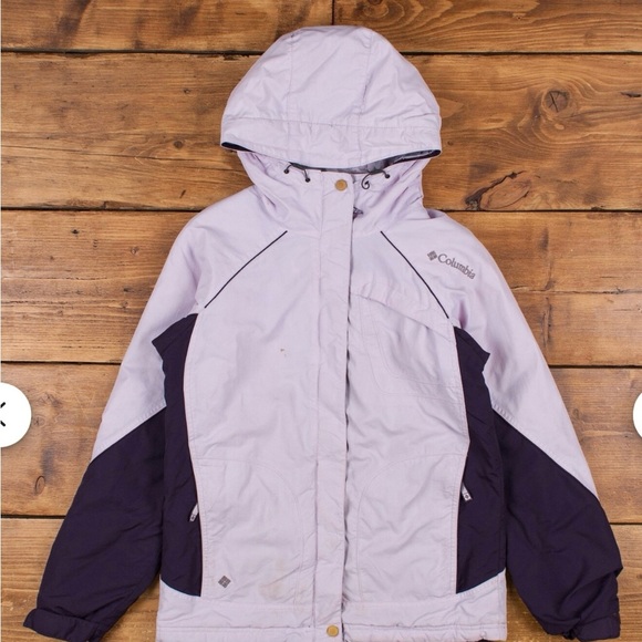 Vintage Columbia Windbreaker Jacket Gorpcore Full Zip Hooded Purple Womens Rare - Picture 1 of 8